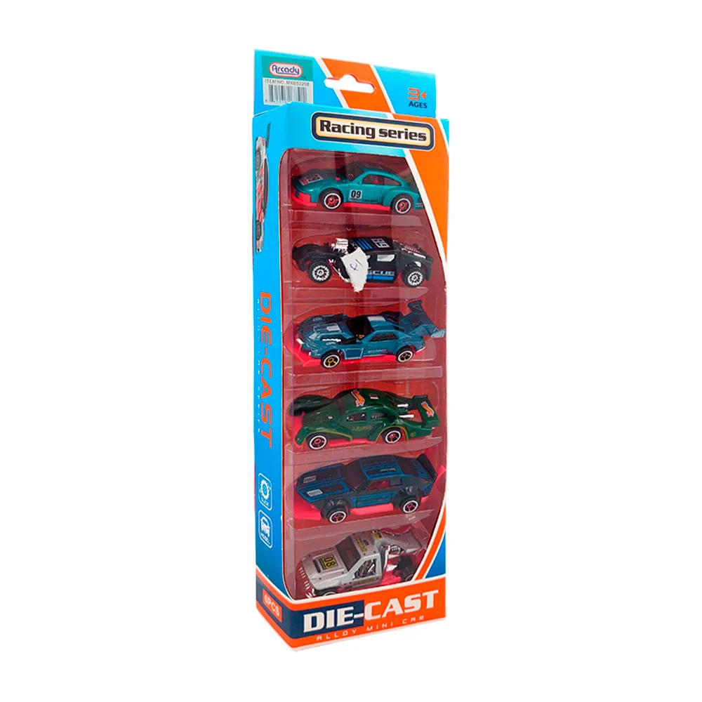 Paquete con 6 carritos metálicos coleccionables, variedad de modelos / mxb52268