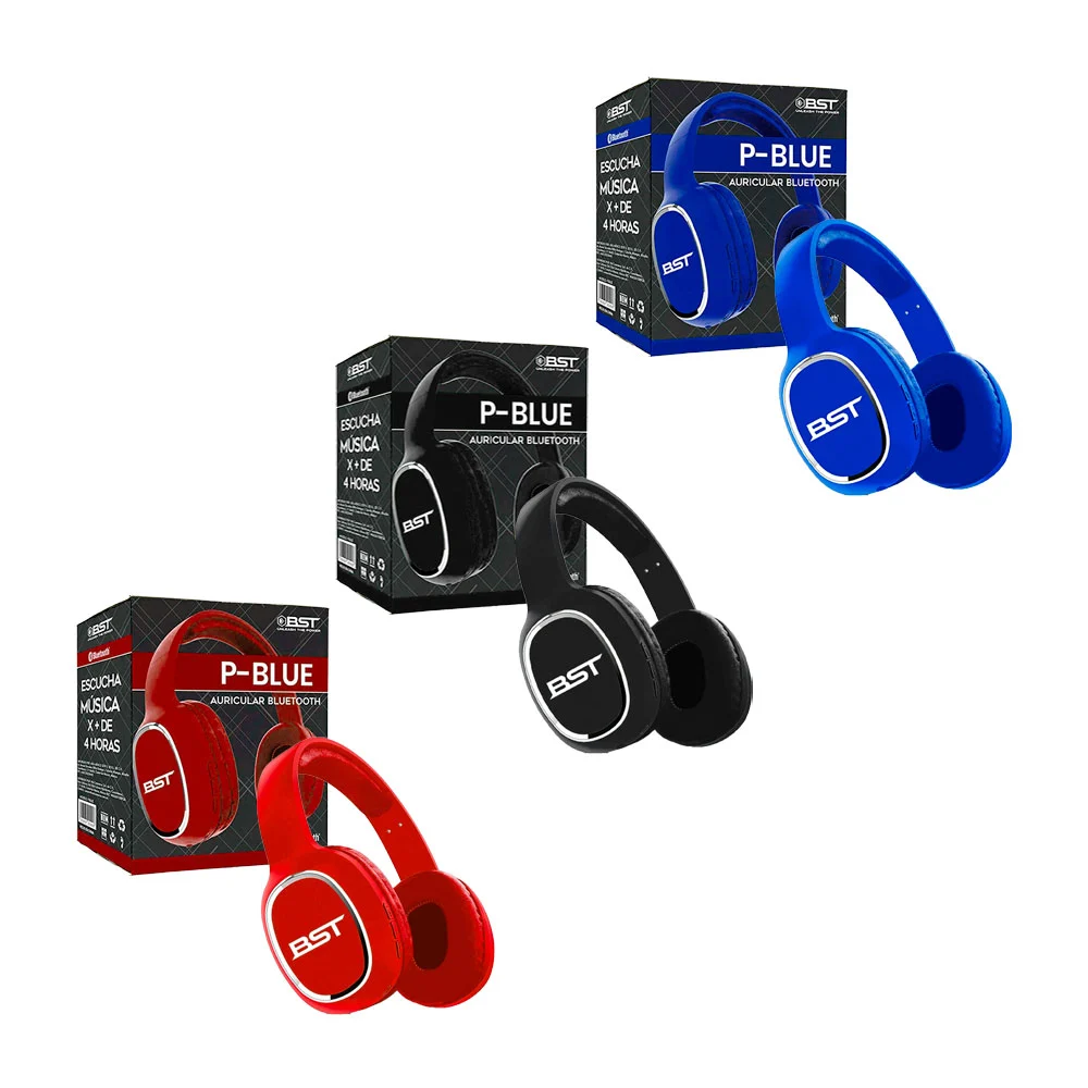 Audífonos diadema inalámbrica bluetooth bst, variedad de colores / p-red / p-black