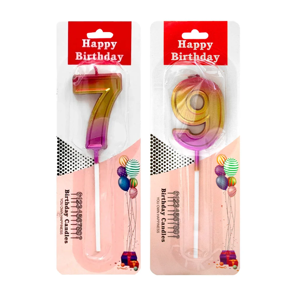 Vela de cumpleaños numérica multicolores metálicos, variedad / qlz0034
