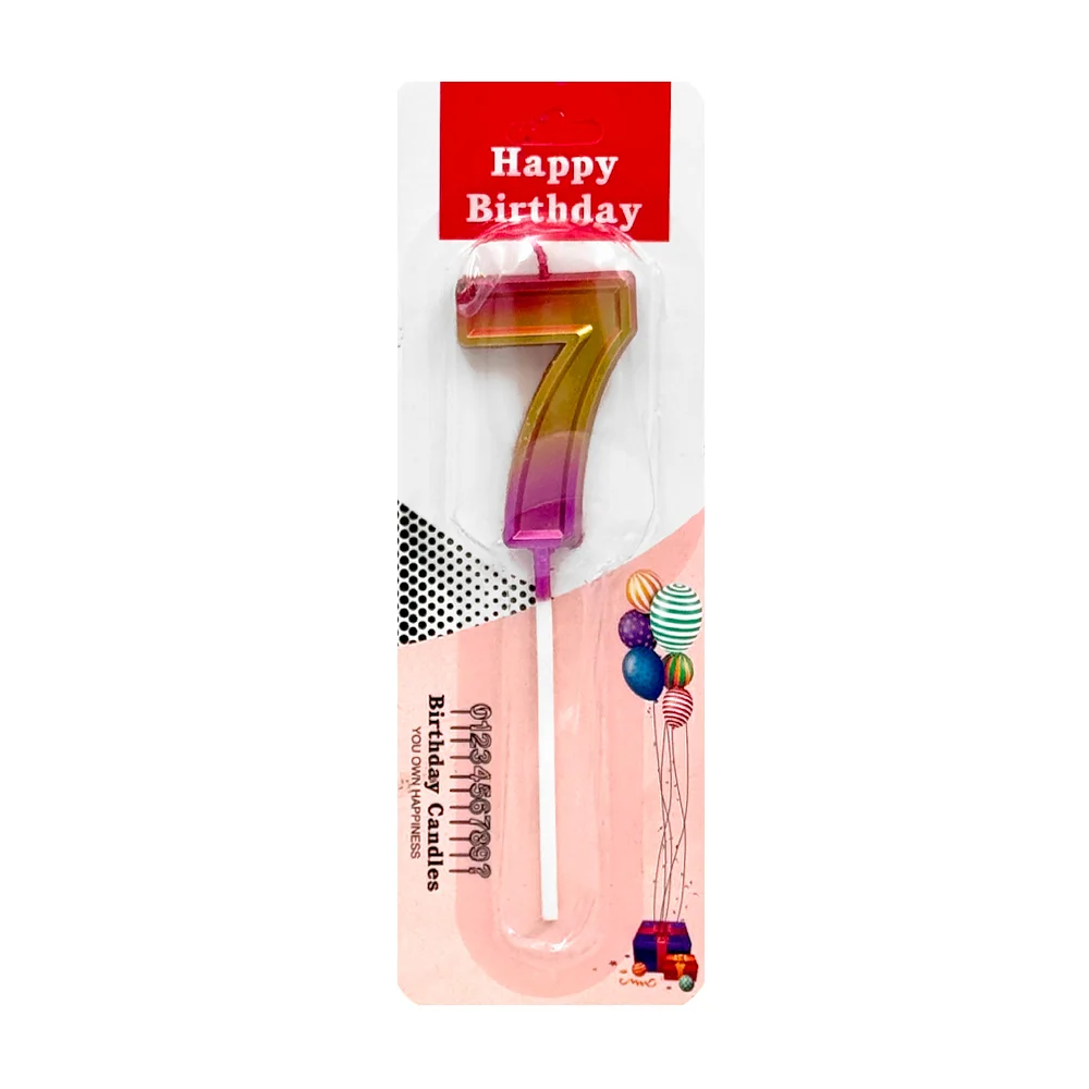 Vela de cumpleaños numérica multicolores metálicos, variedad / qlz0034