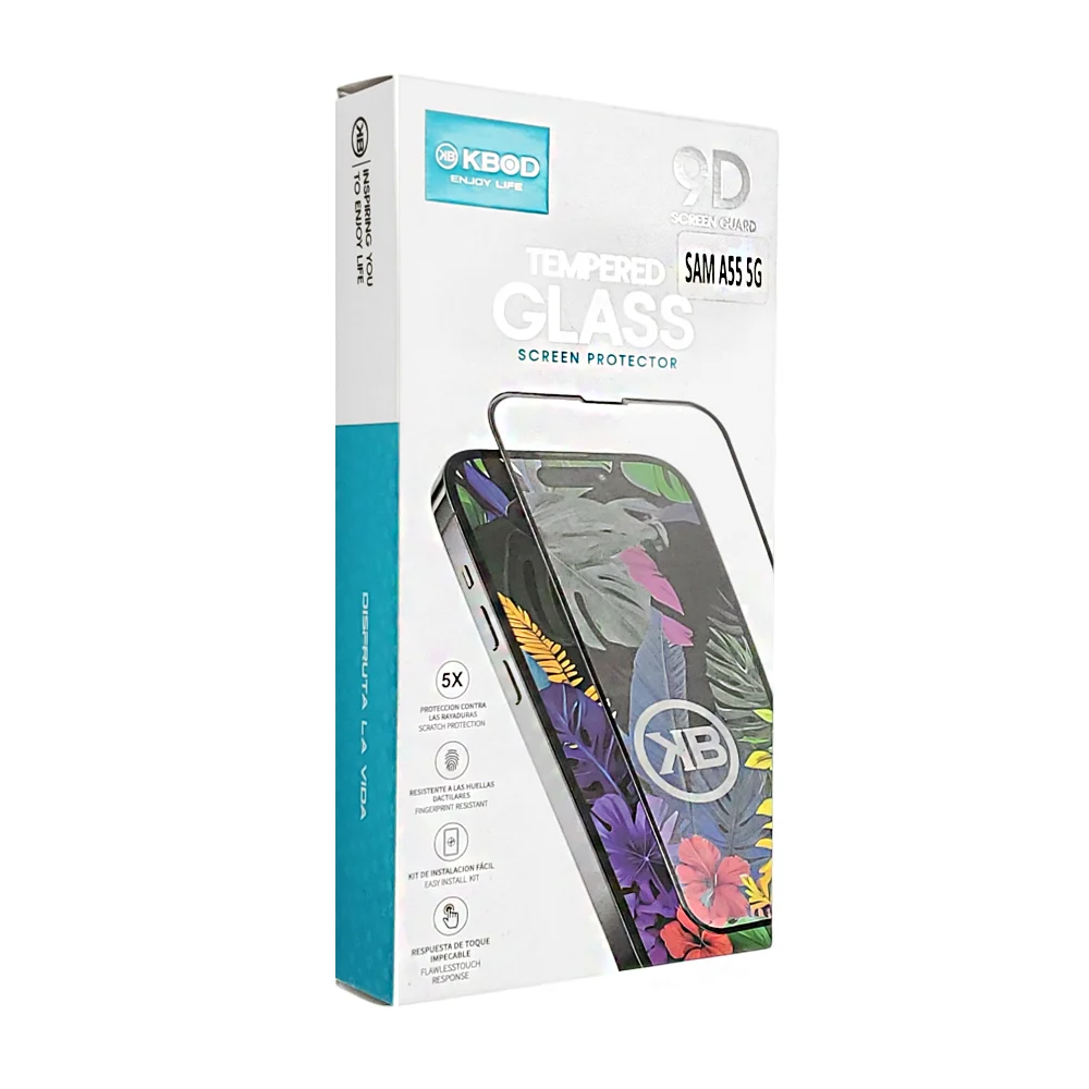 Caja con 10 micas de cristal templado para iphone samsung galaxy a55 anti caídas