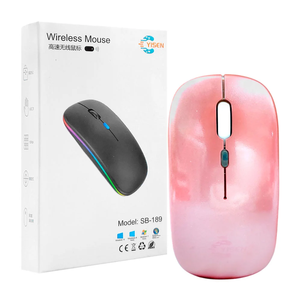 Mouse inalámbrico yisen con diseño ergonómico, compatible con windows, variedad de colores / sb189