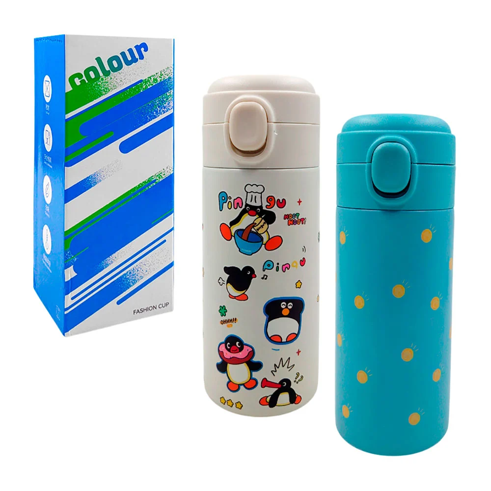 Botella termo de acero inoxidable con estampado animado / colour / fashion cup
