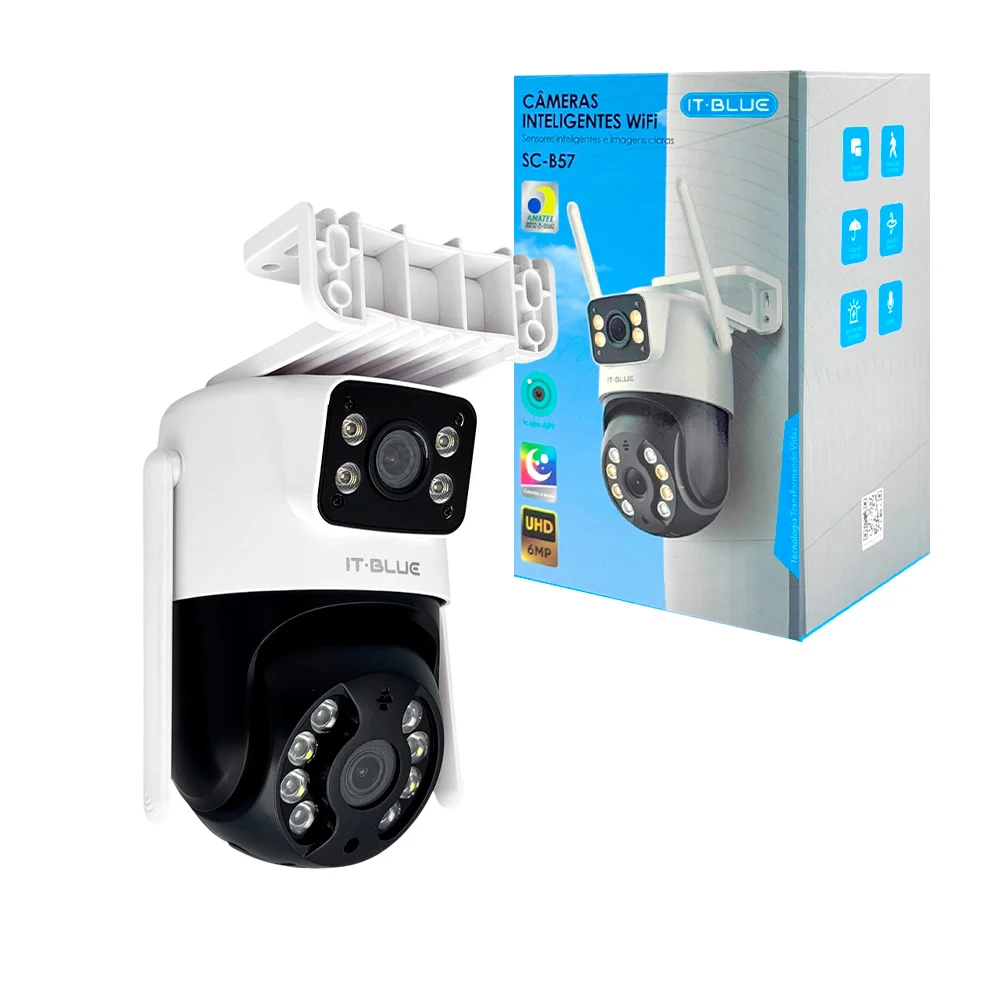 Cámara de vigilancia montable para exterior con dos lentes y a prueba de agua