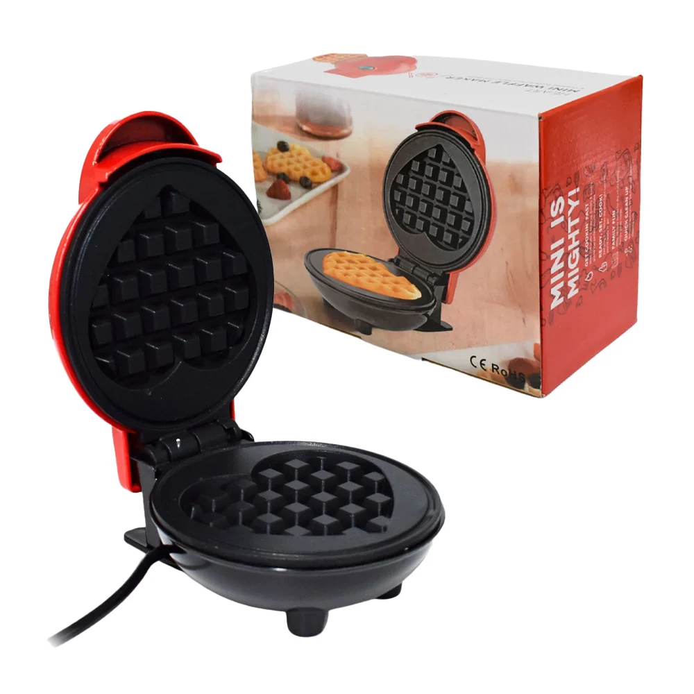 Mini waflera redonda eléctrica para hacer wafles en forma de corazón, variedad de colores / 350w / mini maker waffle / ks-46f / lu9386