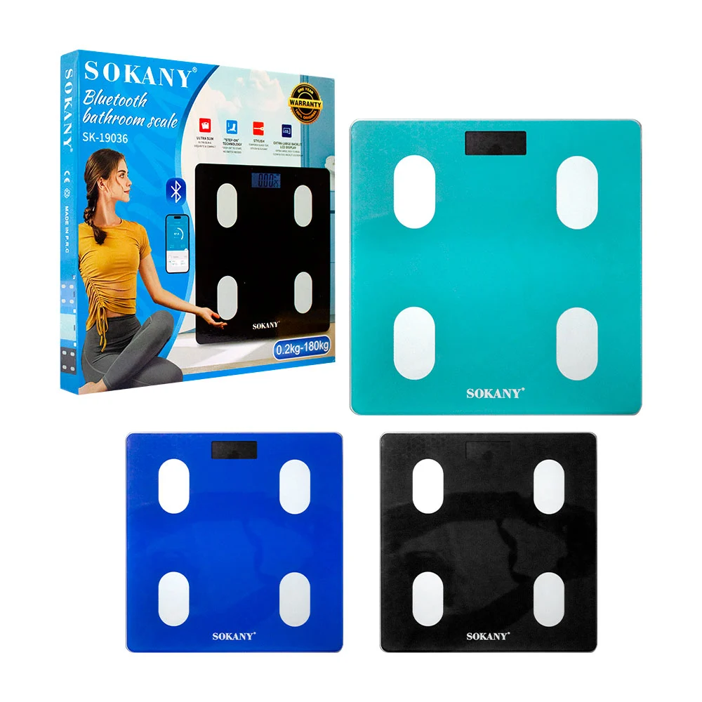 Báscula digital bluetooth sokany con pantalla digital y capacidad max de 180kg