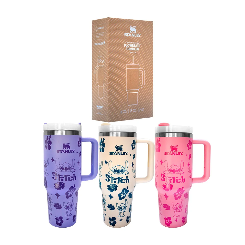 Termo metálico de 40oz-1.18 l, con estampado de stitch, varieda de modelos