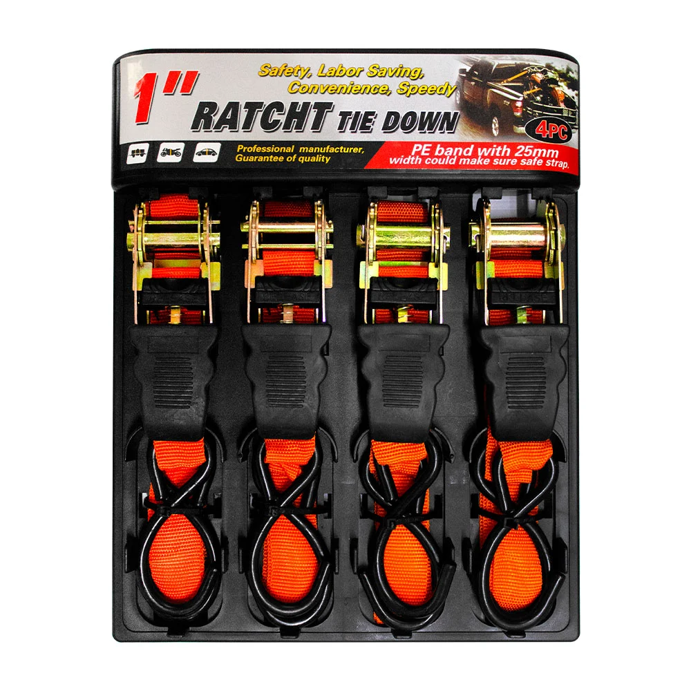 Juego de 4 correas de amarre con ganchos de seguridad, 4.5mx25mm / tl39367