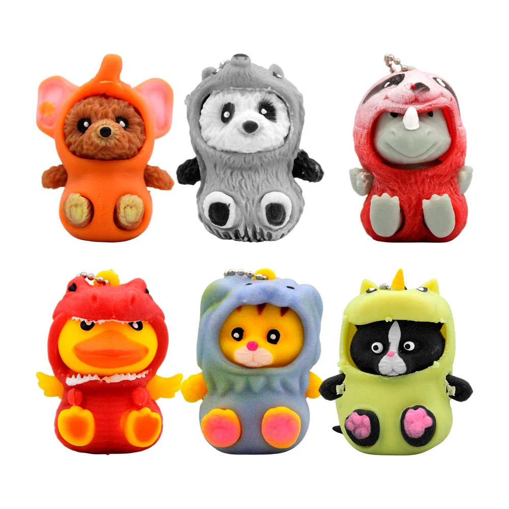 Llavero squeeze juguete antiestrés con forma de animalito con disfraz, surtido