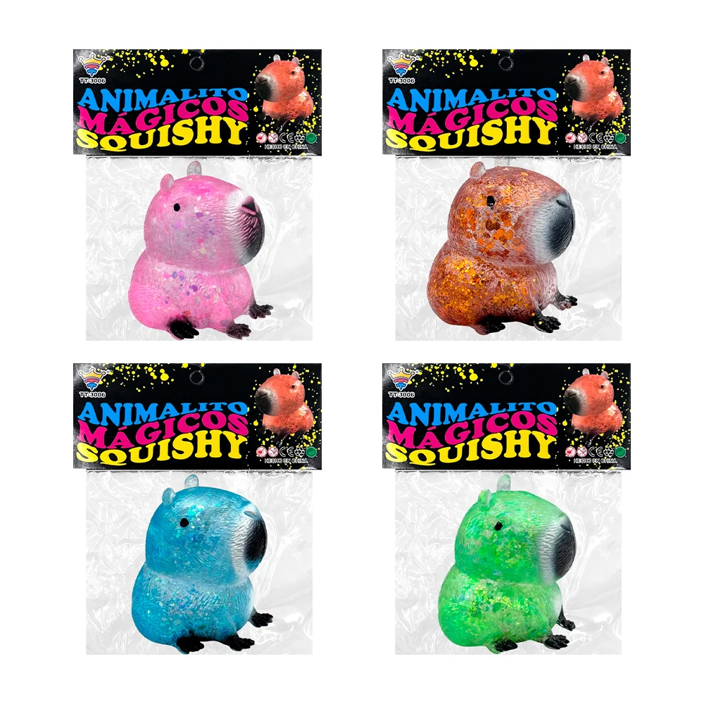 1pza Squeeze de juguete antiestrés en forma de capibara con brillantina