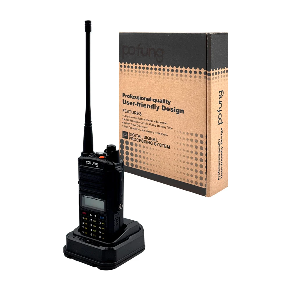 1pz Radio walkie-talkie armable, recargable, con botones, antena y base de carga