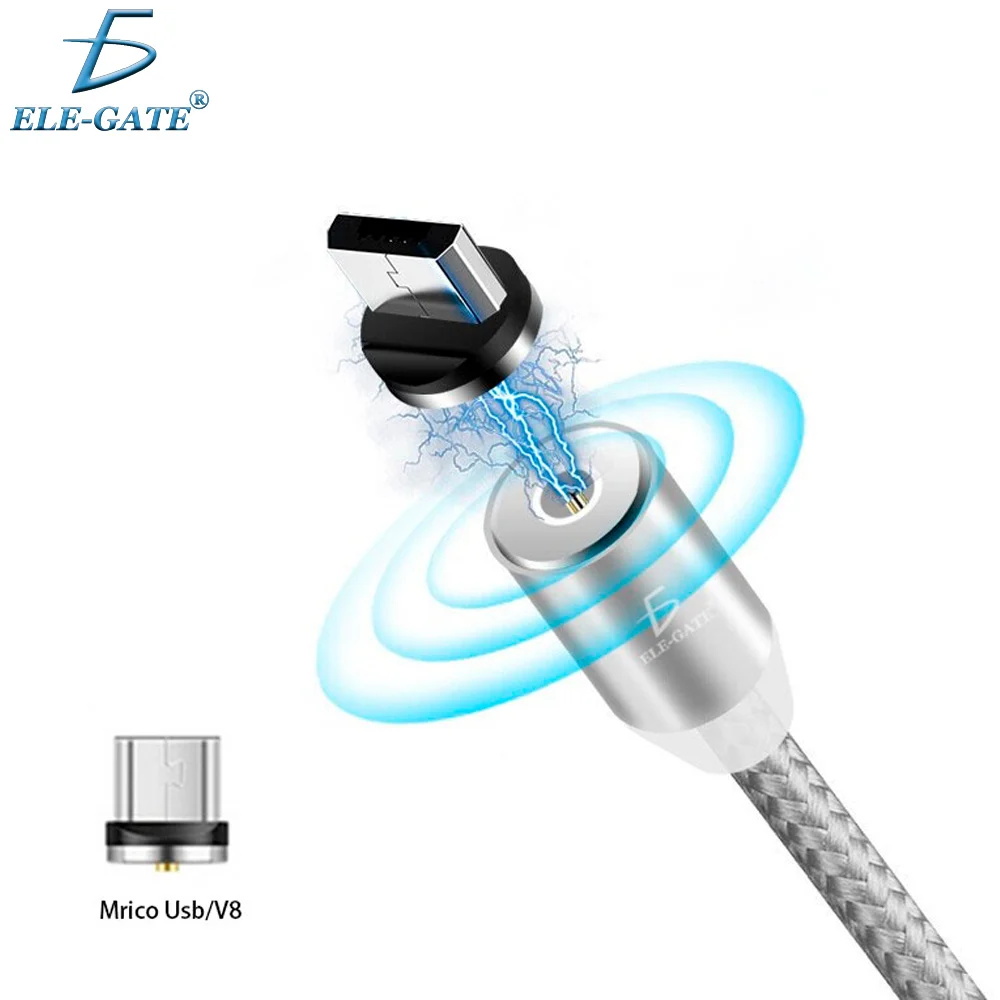 Cable magnético mallado de carga con salida v8 e iluminación rgb, variedad de usos / wi.144.v8