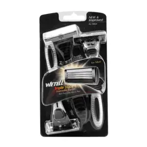 Blíster de 3 rastrillos para hombre con 3 cuchillas de acero inoxidab…