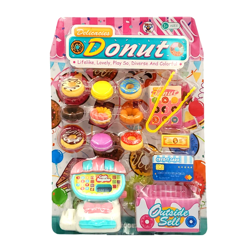 Set de juguete con temática de panadería, donas + caja registradora, accesorios