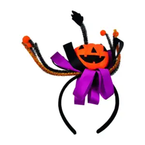 Diadema de halloween con decoración de calabaza, listones y limpiapip…