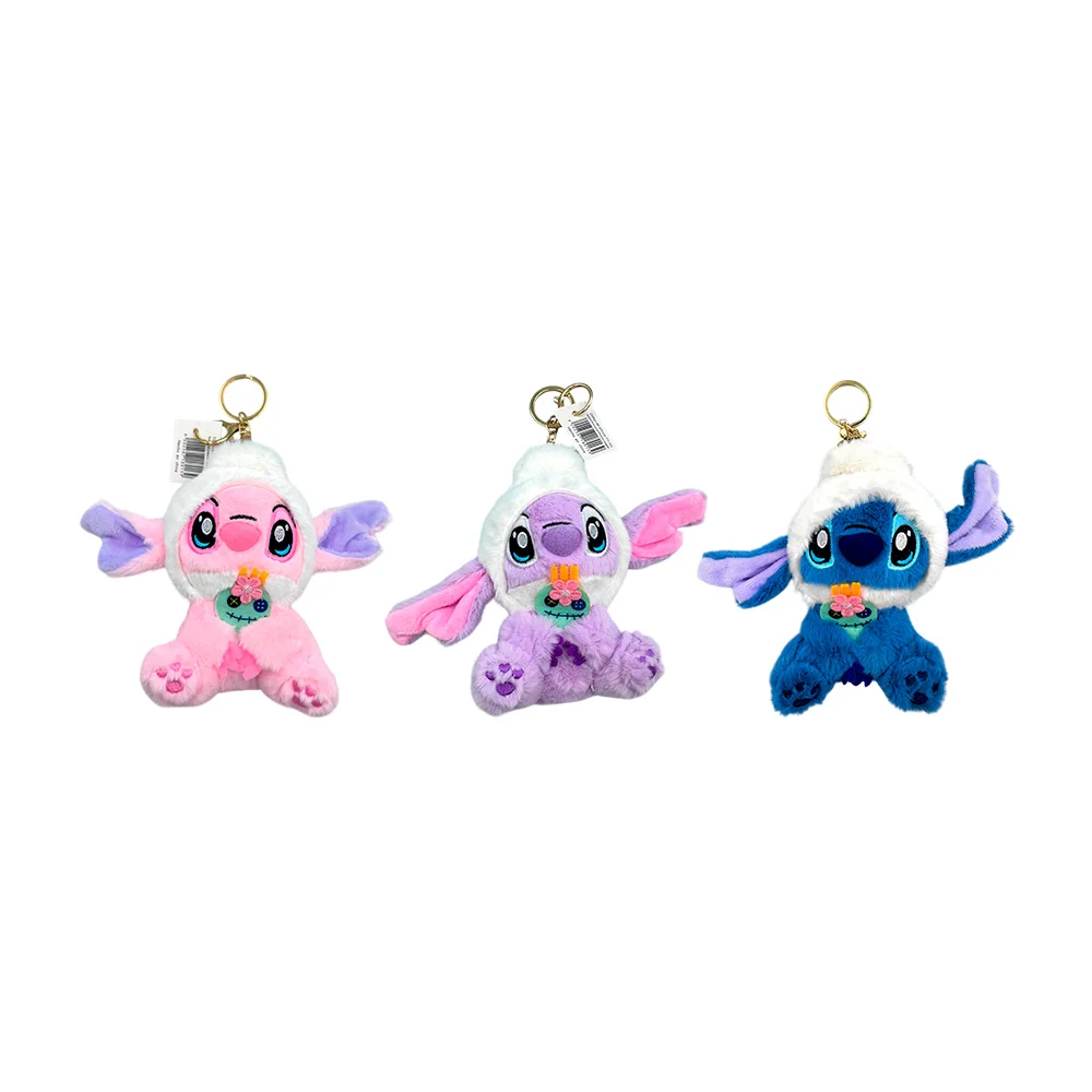 1pz llavero afelpado de stitch con gorro y muñeca trapo, variedad de colores