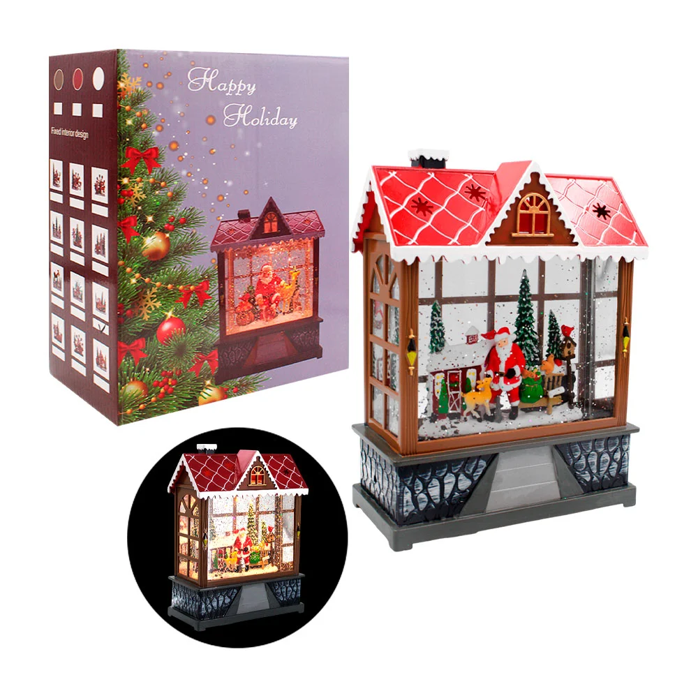Adorno navideño decorativo en forma de casa músical con luz, variedad de modelos