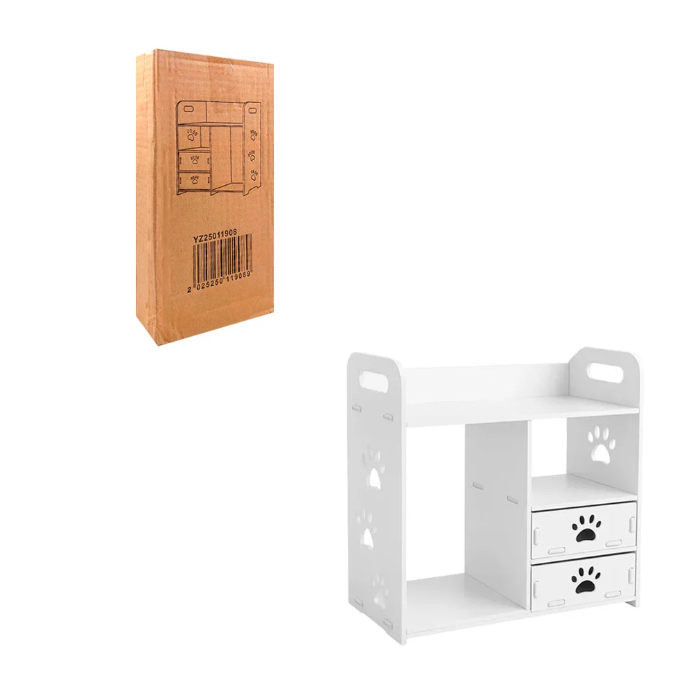 Caja organizadora de madera con múltiples compartimentos y detalles de garrita