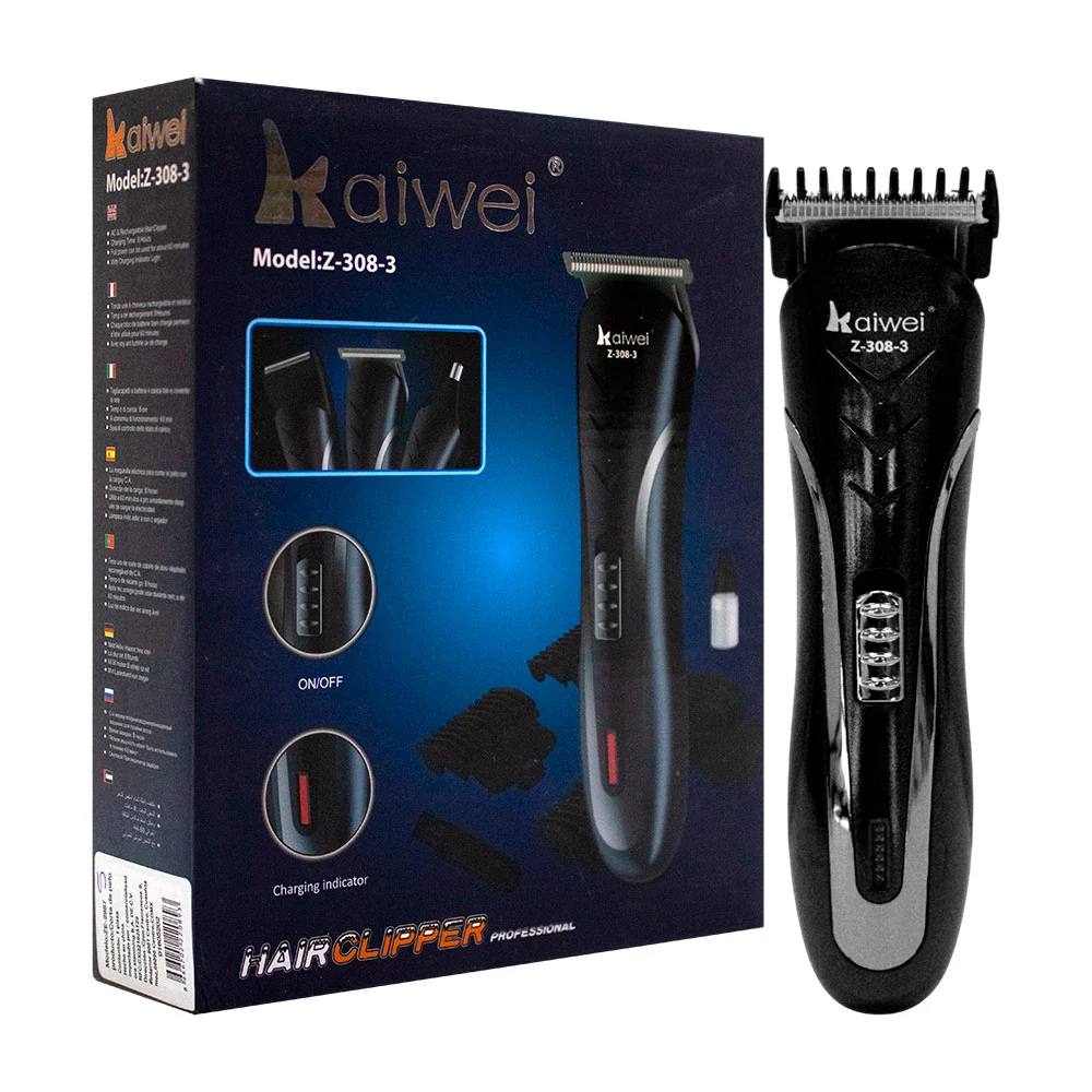 Rasuradora kaiwei inalámbrica 3 en 1 + 3 peinetas intercambiables / z-308-3