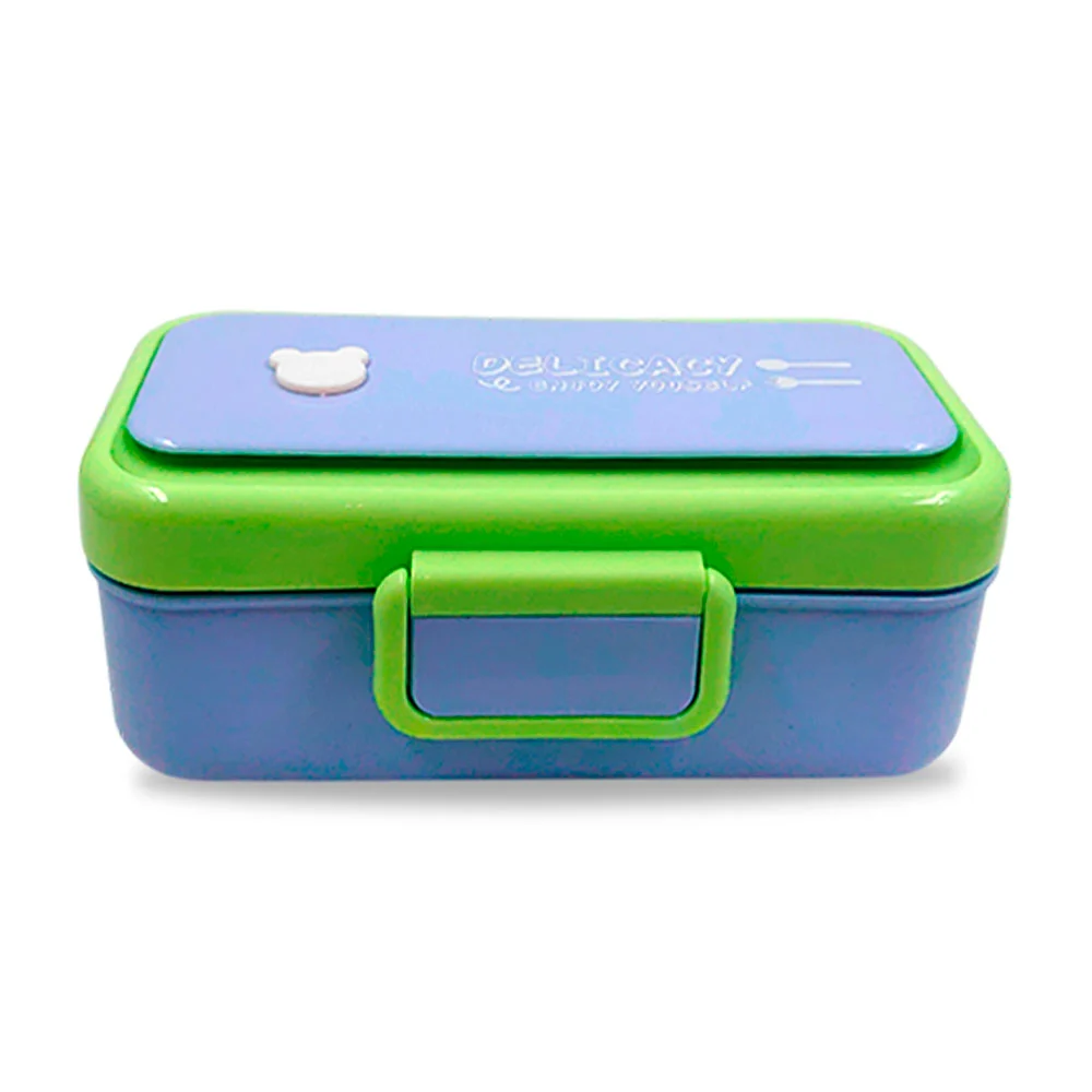 Tupper rectangular de plástico, bicolor, con cubiertos y 1 compartimiento / ct60