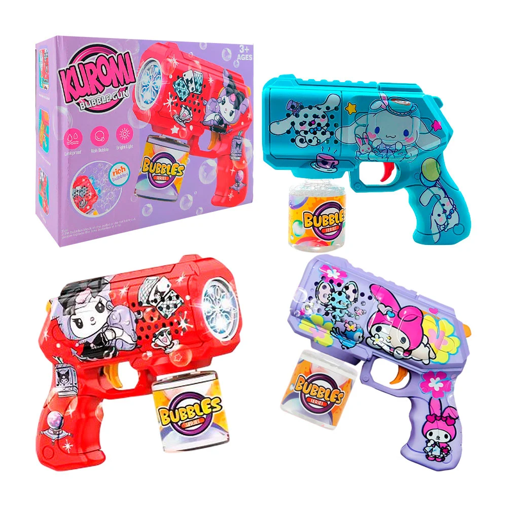 Pistola lanza burbujas con estampado de los personajes de sanrio, variedad