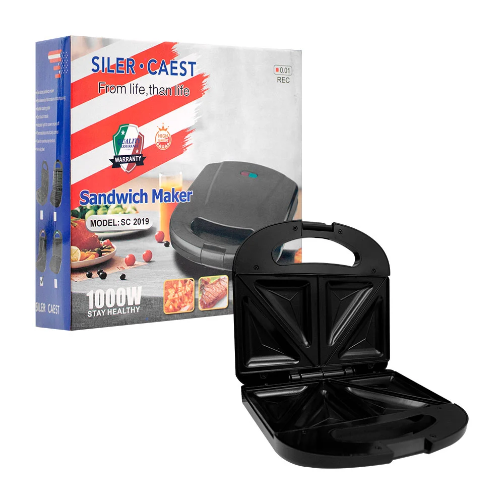 1pza Sandwichera eléctrica metálica con patrón de triángulos e indicadores led