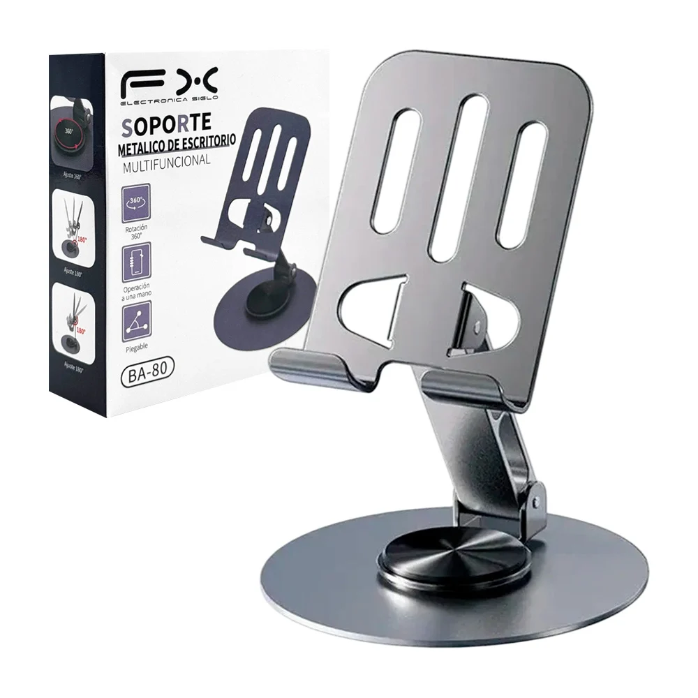 Soporte metálico multifuncional fx plegable de celular para escritorio / ba-80
