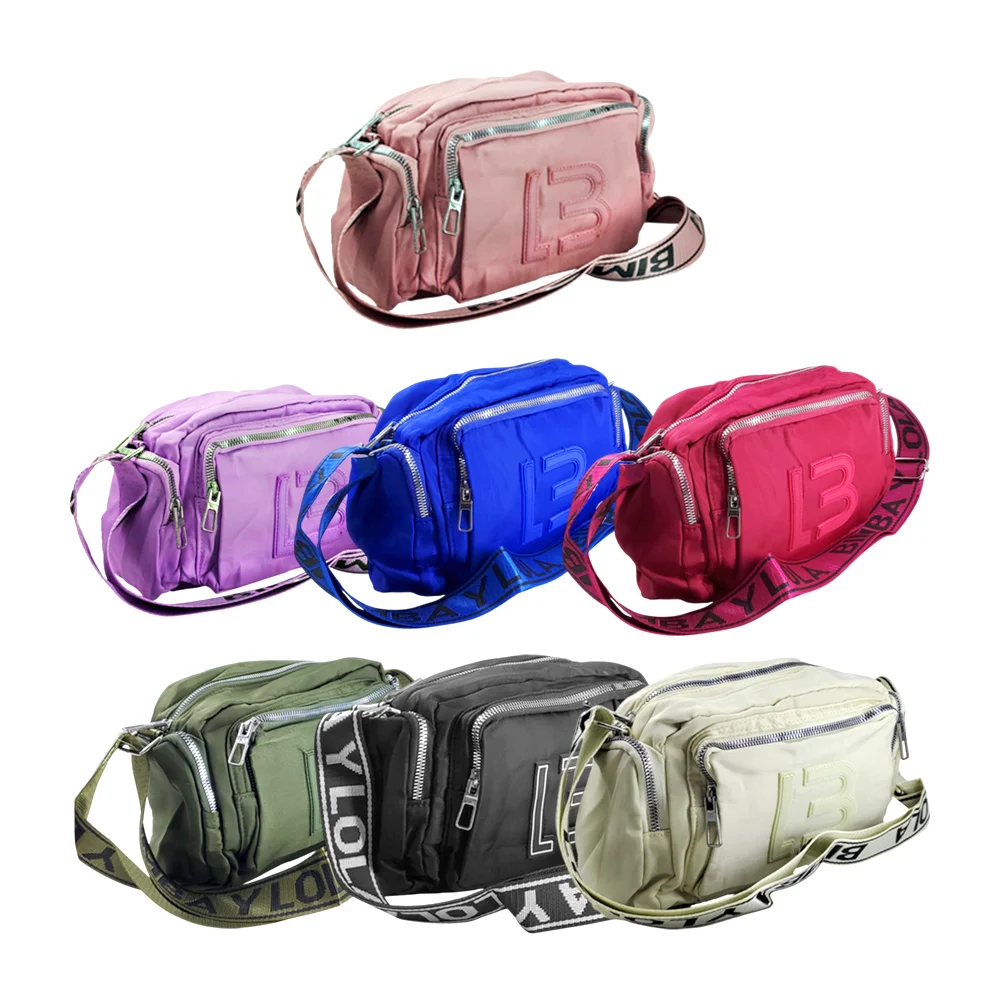 Bolsa pequeña rectangular con 5 compartimentos + asa estampada, color surtido