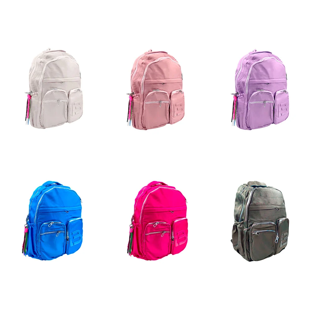 Mochila lb con 7 compartimentos + asa estampada, color surtido / bb-621