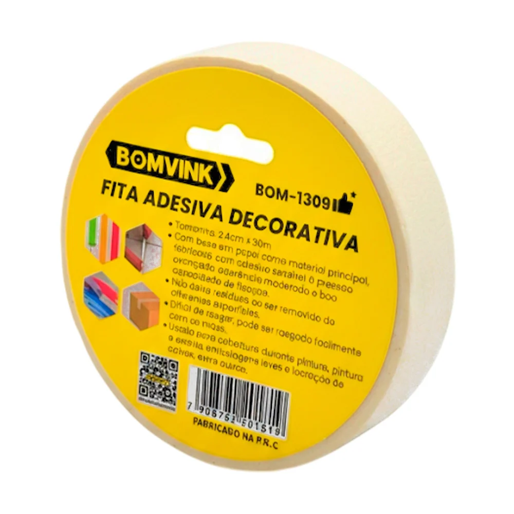Rollo de cinta adhesiva de papel con medida de 2.4cmx30m / bomvink