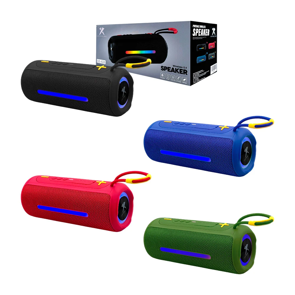 Bocina cilíndrica bluetooth con puerto usb-tf y luces rgb, varios colores / x28