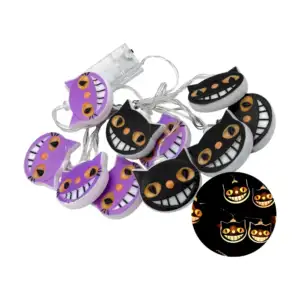Serie guirnalda led decorativa con forma de gatos sonrientes animados…