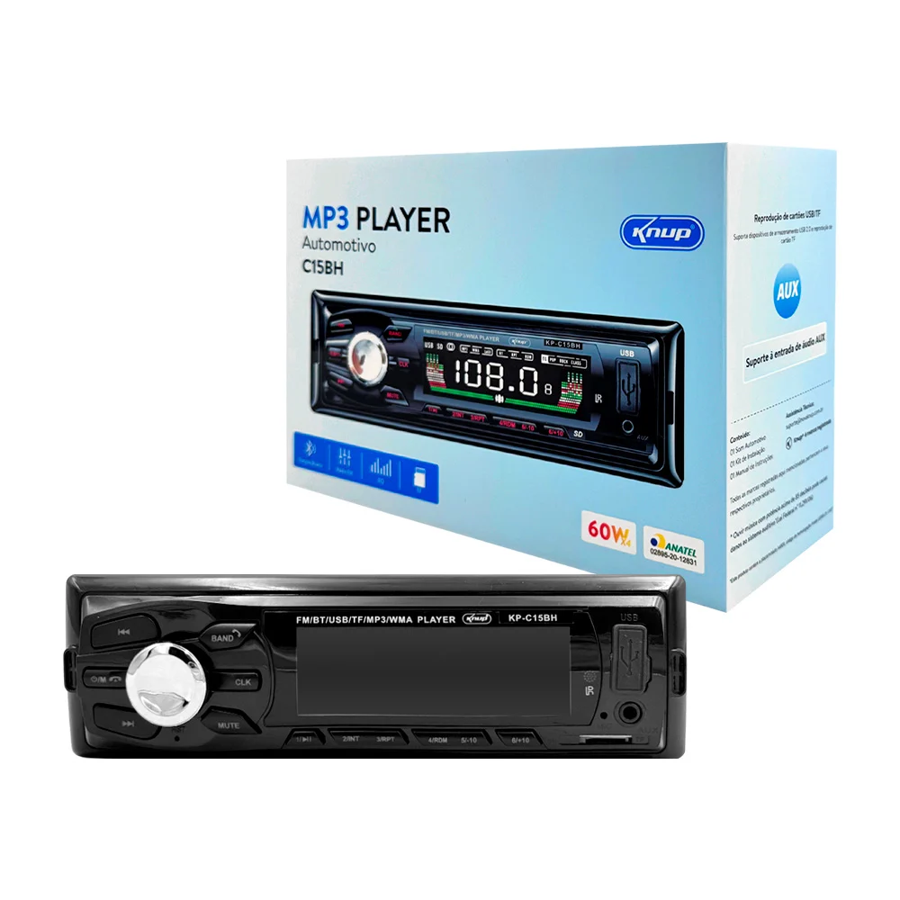 Estéreo con pantalla led, perilla, entrada usb, micro sd y botones frontales