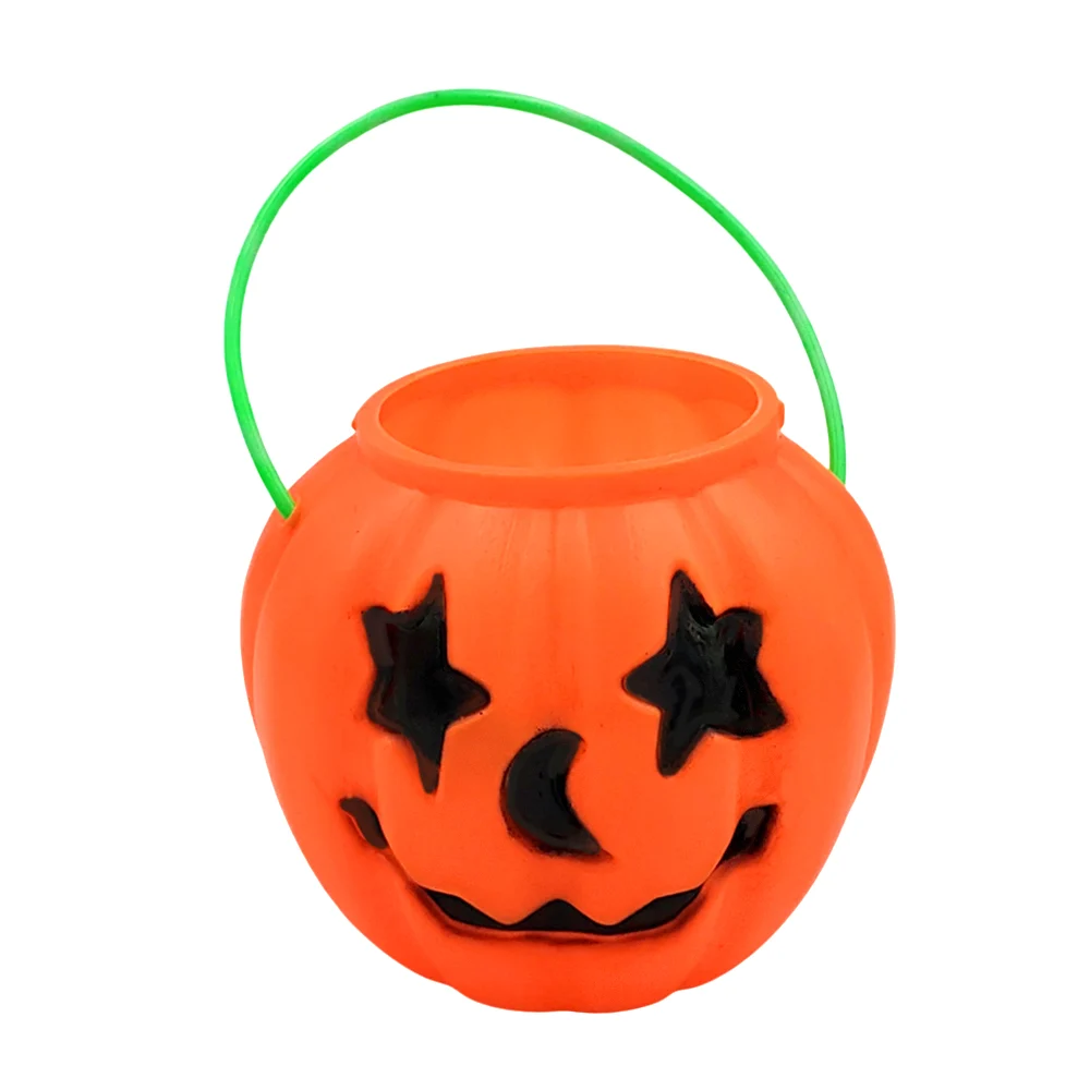 Mini calabaza de halloween con ojos de estrellas para pedir dulces, 9cmx10cm