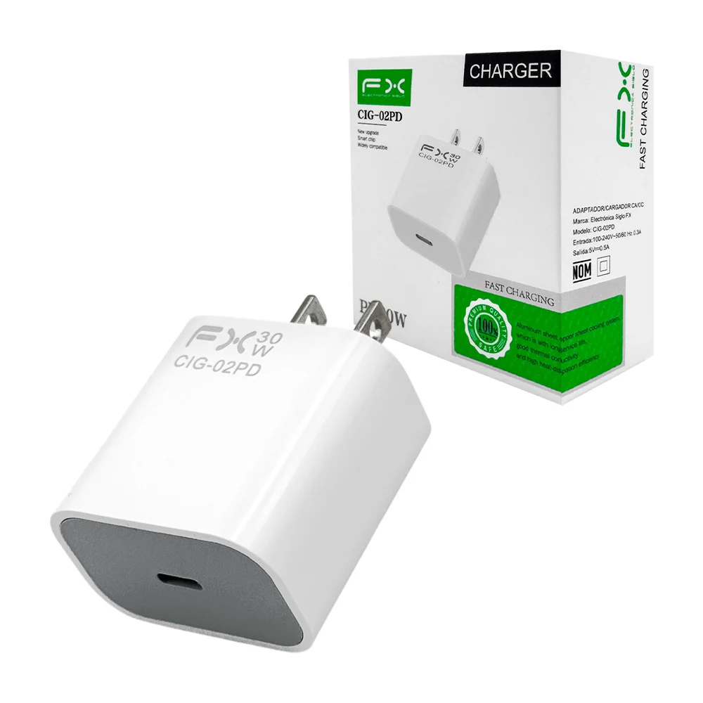 Cubo de carga rápida fx con puerto tipo c, 30w / charger / cig-02pd