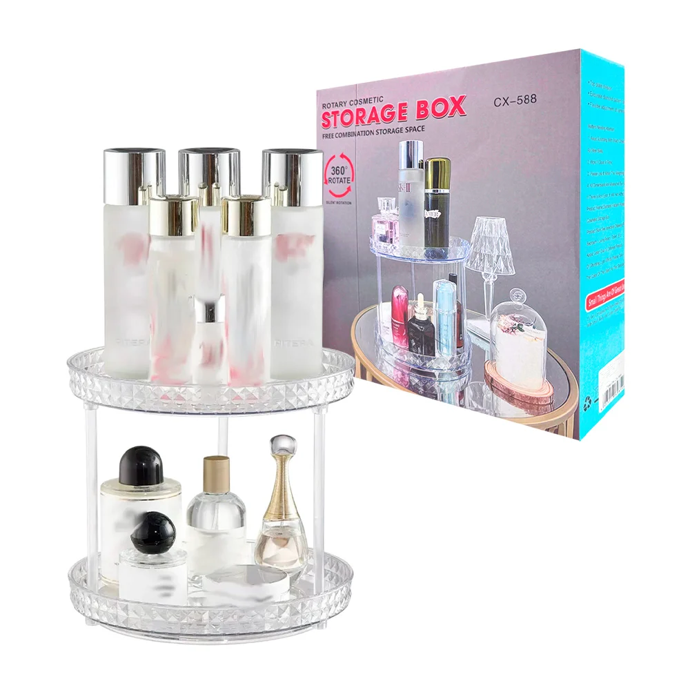 Organizador giratorio transparente de 2 niveles para maquillaje / cx-588