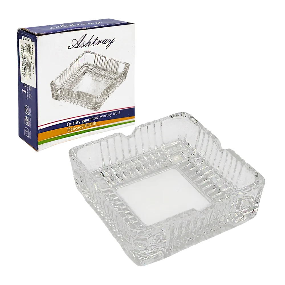 Cenicero de vidrio 10.5x3.5cm con diseño en relieve / ashtray / e4194