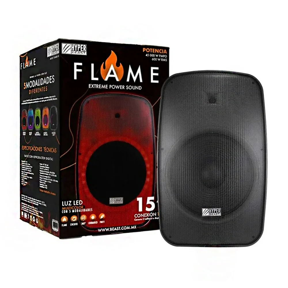Bafle de 15in flame extreme sonido 360° conexión tws luz led, surtido / flame-15