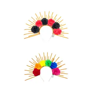1pza Diadema para disfraz de catrina con cinchos, flores y luces led …