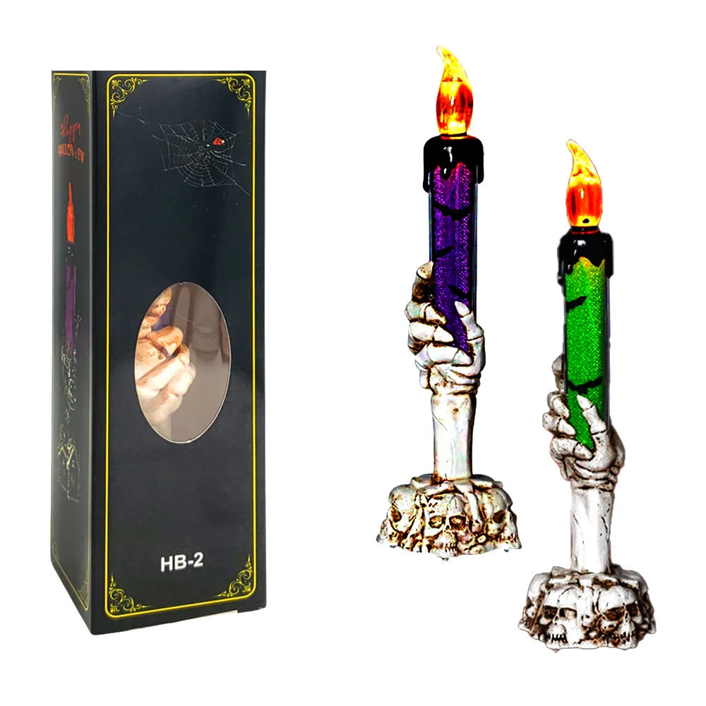 Lámpara decorativa con forma de vela y mano de esqueleto para halloween / hb-2