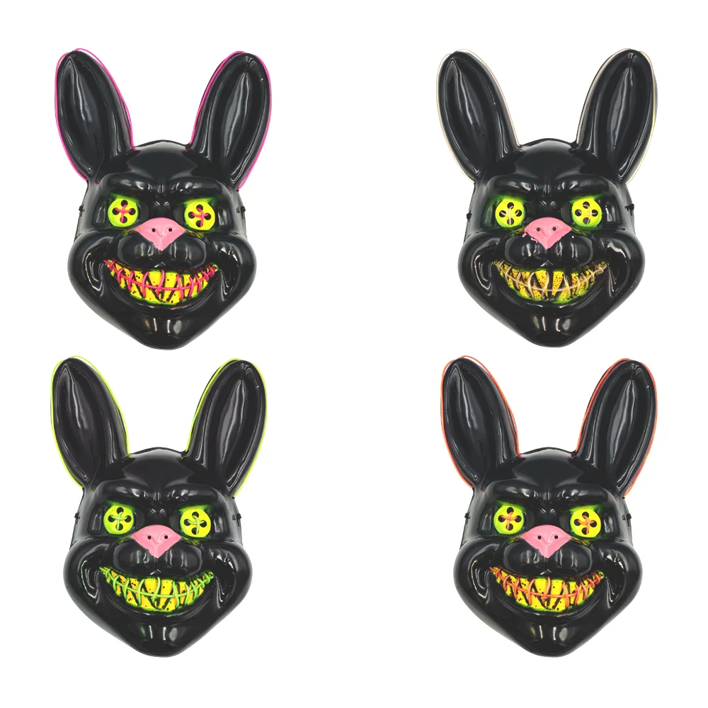 Máscara de plástico con luz y diseño de conejo asesino, varios colores / gui-723