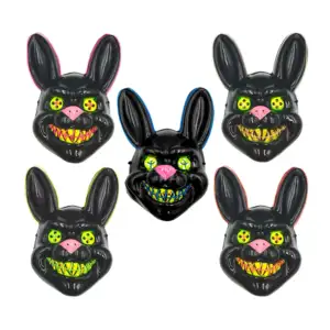 Máscara de plástico con luz y diseño de conejo asesino, varios colore…