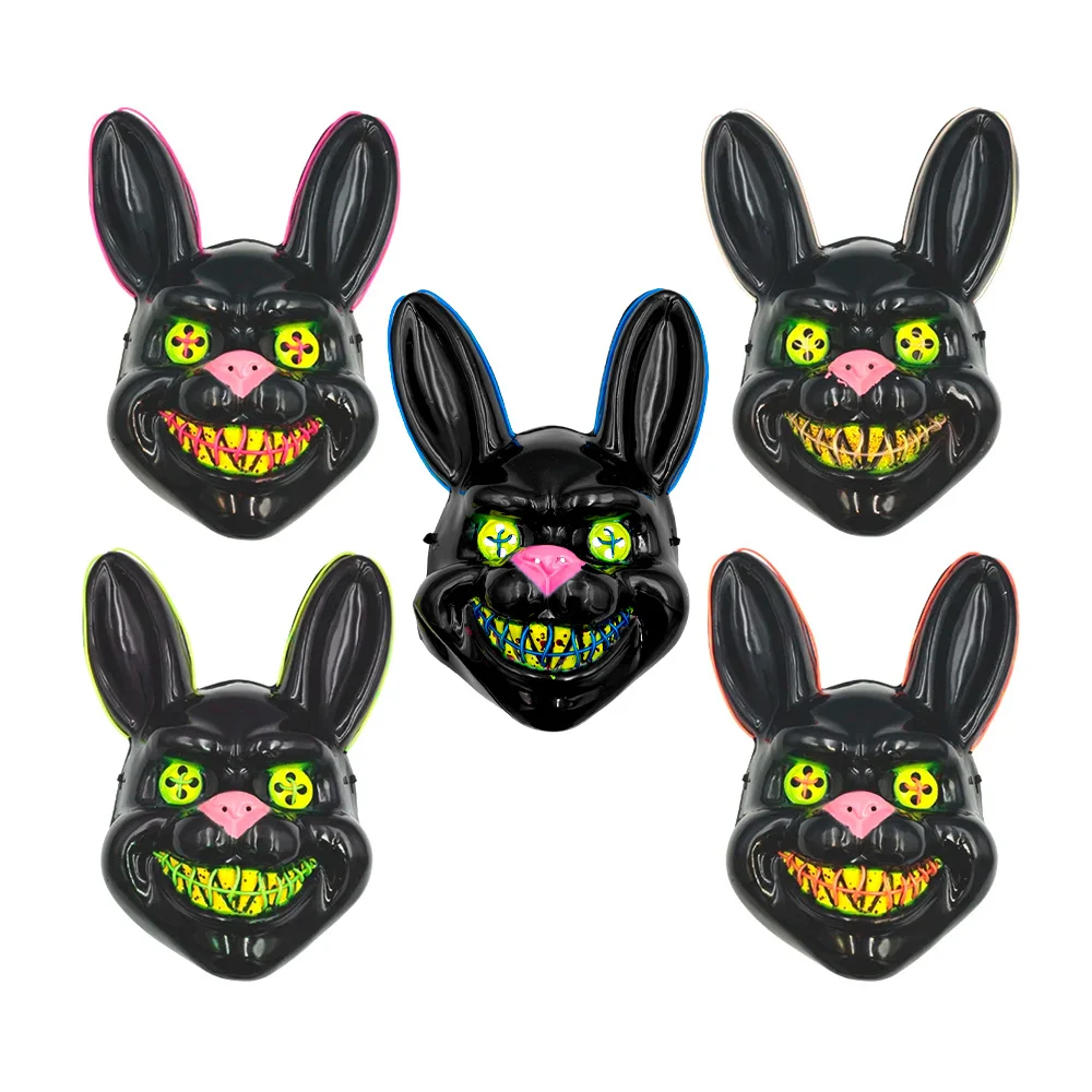 Máscara de plástico con luz y diseño de conejo asesino, varios colores / gui-723