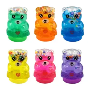 1pza Mini bote en forma de oso + slime con bolitas de colores / h-173…