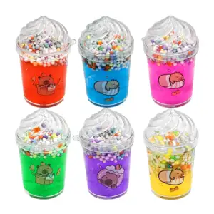 1pza Mini bote con forma de bebida + slime con bolitas de colores / h…