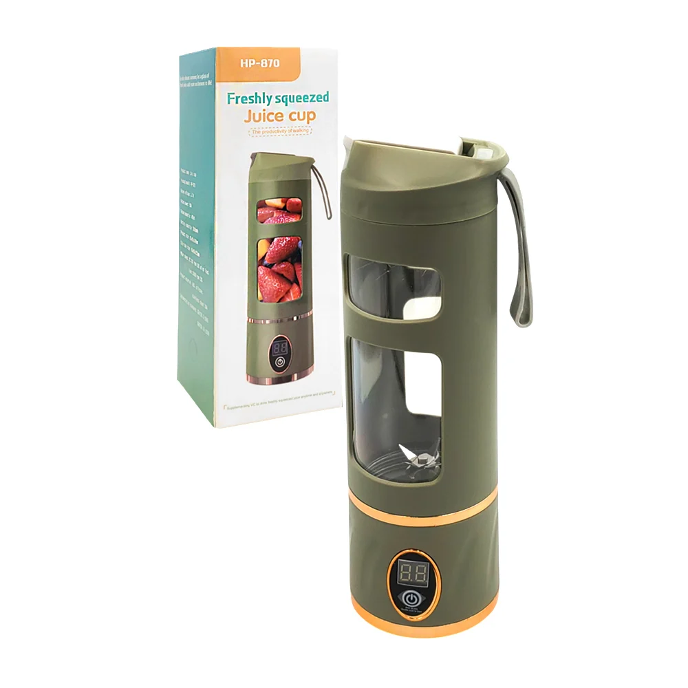 Vaso licuador para jugo, casero, recargable, con asa e indicador de potencia