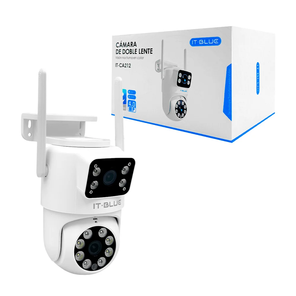 Cámara de seguridad montable, wifi, con doble lente, visión nocturna y rastreo