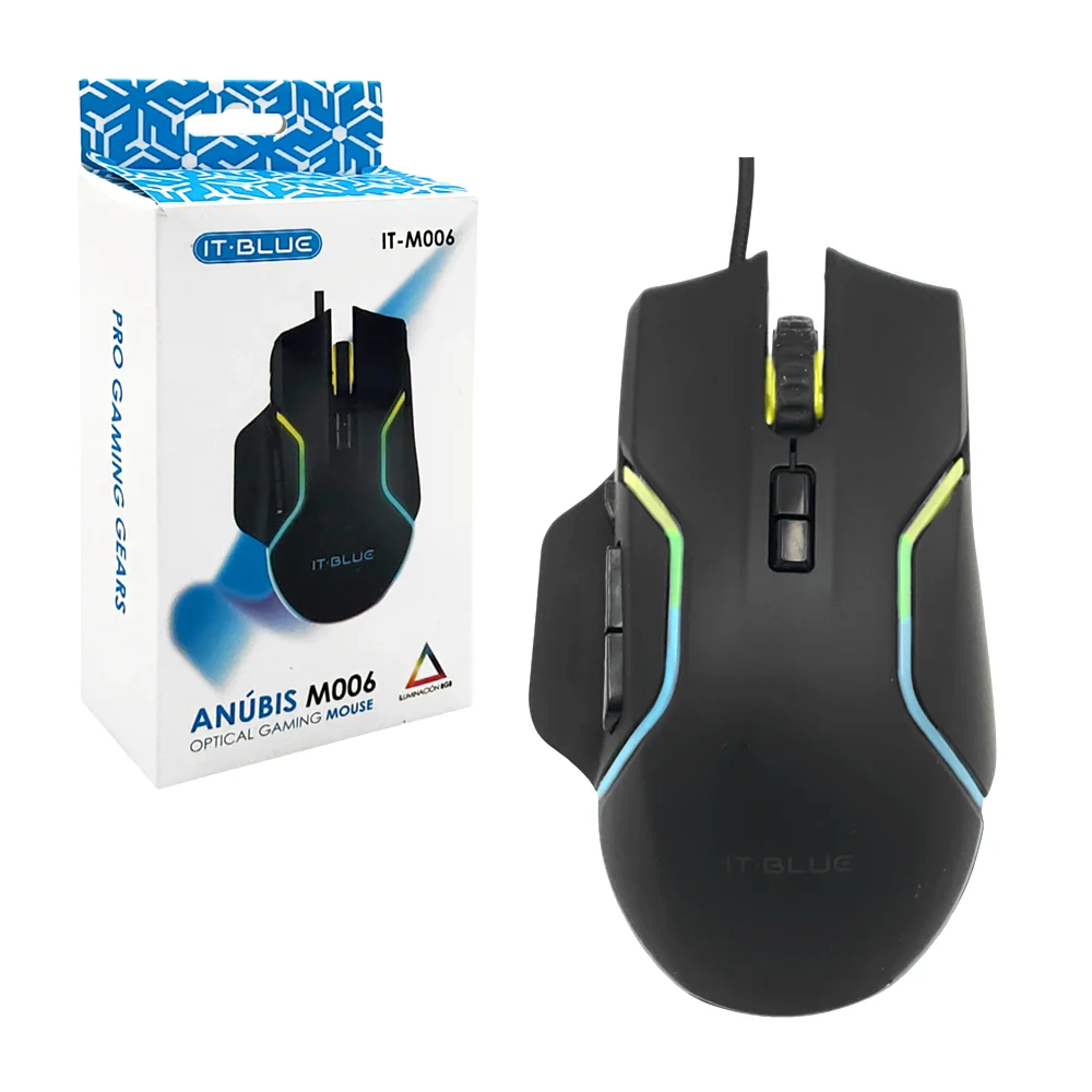 Ratón gamer alámbrico, con cable mallado, botones laterales e iluminación led