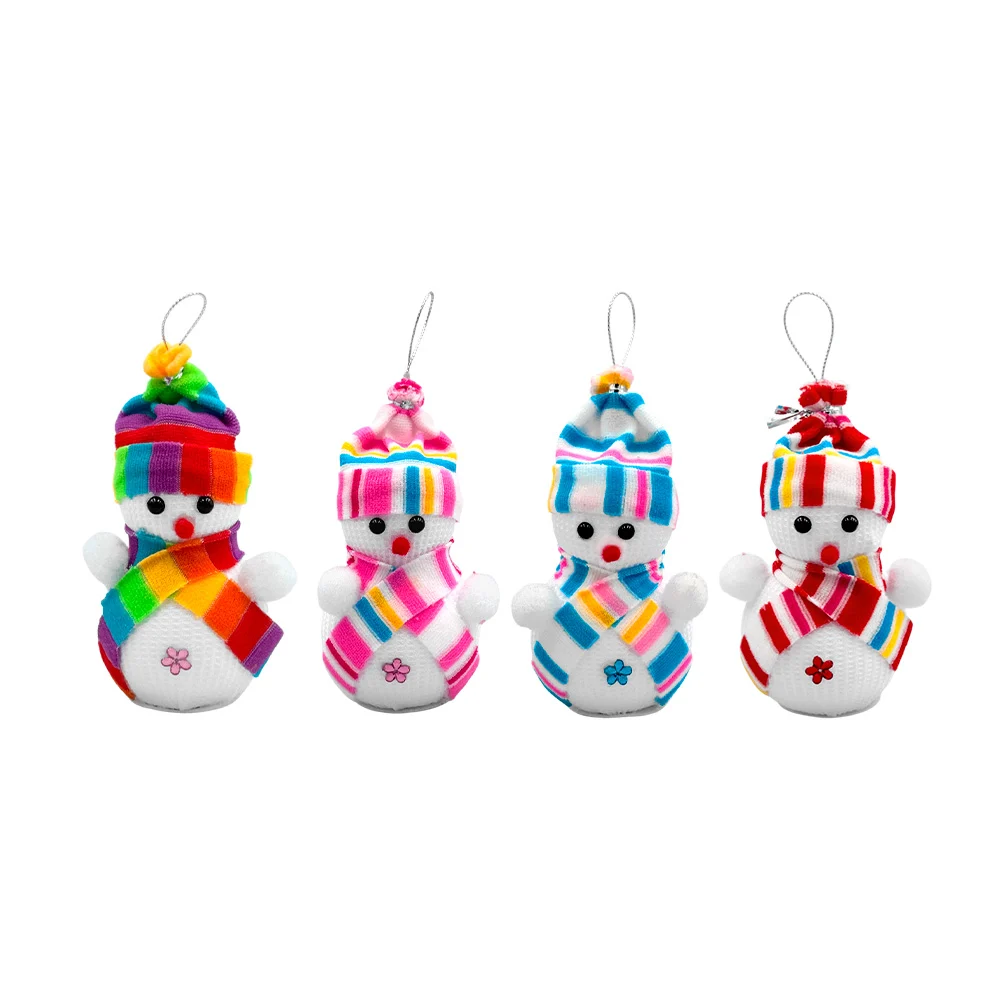 Adorno colgante con forma de muñeco de nieve con ropa multicolor y flor, 14cm