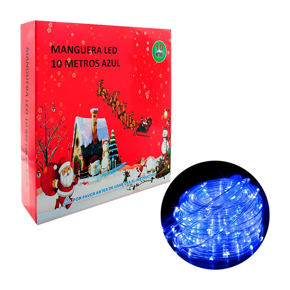 Manguera led de 10 metros en color azul para decoración navideña / j6174